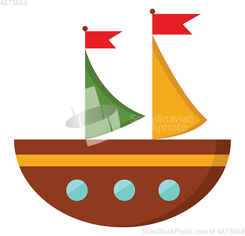 Image of A semi-circular brown boat vector or color illustration