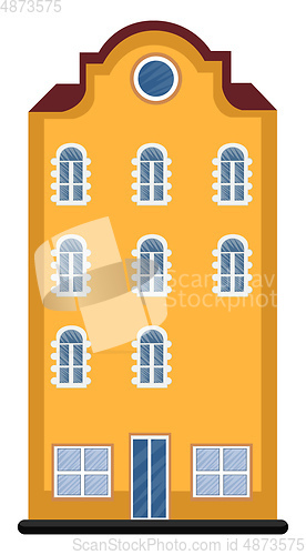 Image of Cartoon orange building with red roof vector illustartion on whi