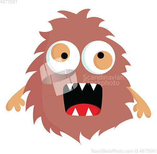 Image of Brown crazy furry monster vector illustration on white backgroun