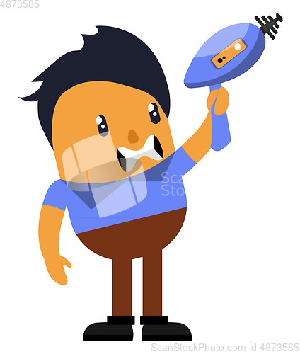 Image of Man aiming with a gun, illustration, vector on white background.