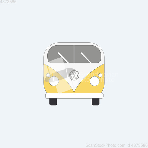 Image of Drawing of a yellow-colored bus against a pale blue background v