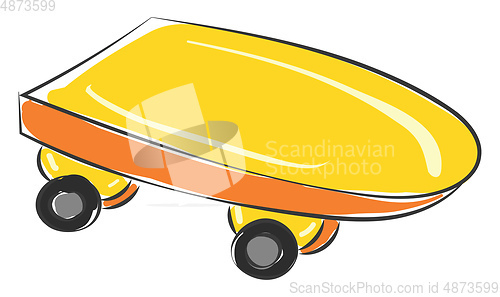Image of Yellow skateboard vector or color illustration