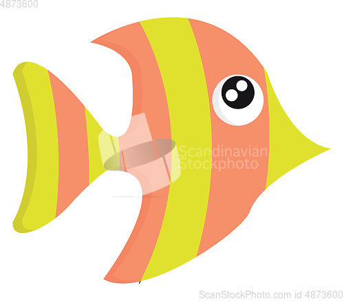 Image of Beautiful cartoon fish in yellow and pink colors vector or color