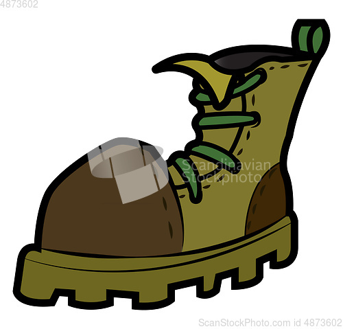 Image of High ankle army boot vector or color illustration