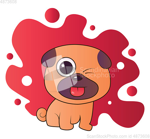 Image of Brown and purple puppy sticking out his tounge vector illistrati