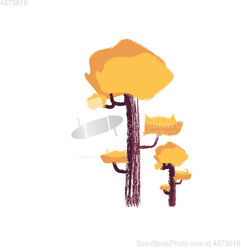 Image of Drawing of yellow trees vector or color illustration