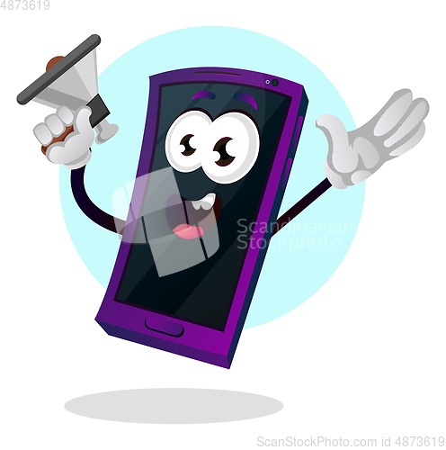 Image of Phone holding speakerphone illustration vector on white backgrou