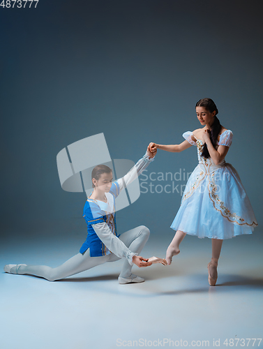 Image of Young and graceful ballet dancers as Cinderella fairytail characters.