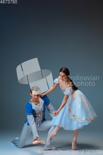 Image of Young and graceful ballet dancers as Cinderella fairytail characters.