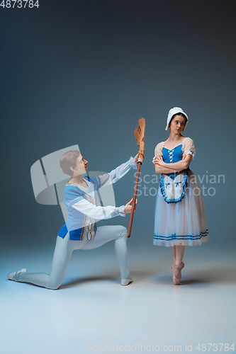 Image of Young and graceful ballet dancers as Cinderella fairytail characters.
