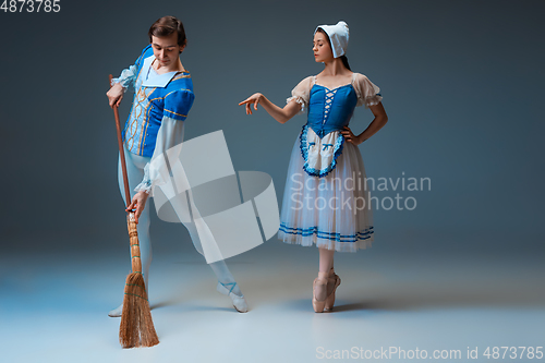 Image of Young and graceful ballet dancers as Cinderella fairytail characters.