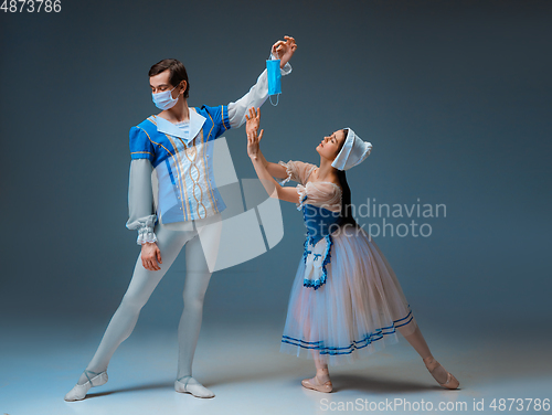 Image of Young and graceful ballet dancers as Cinderella fairytail characters.