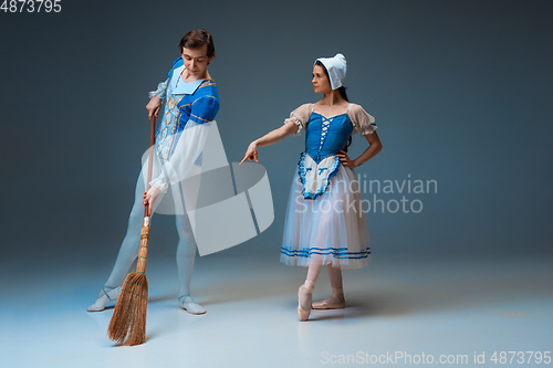 Image of Young and graceful ballet dancers as Cinderella fairytail characters.