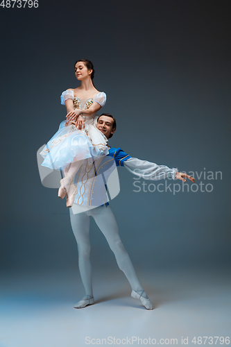 Image of Young and graceful ballet dancers as Cinderella fairytail characters.