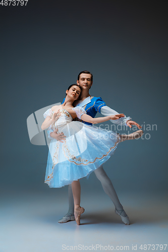 Image of Young and graceful ballet dancers as Cinderella fairytail characters.