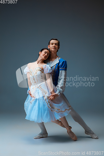 Image of Young and graceful ballet dancers as Cinderella fairytail characters.