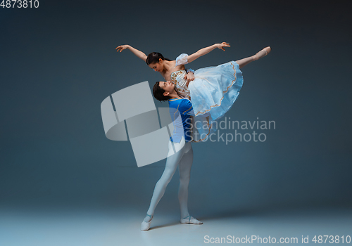 Image of Young and graceful ballet dancers as Cinderella fairytail characters.