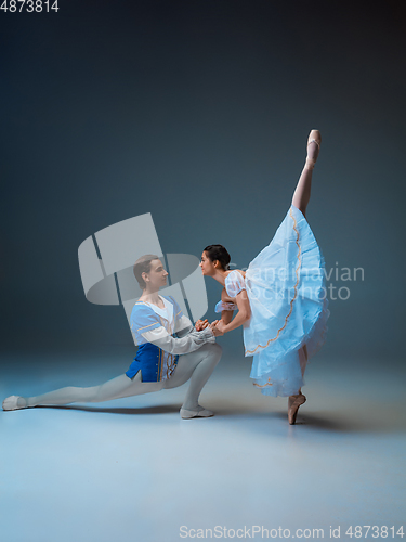 Image of Young and graceful ballet dancers as Cinderella fairytail characters.