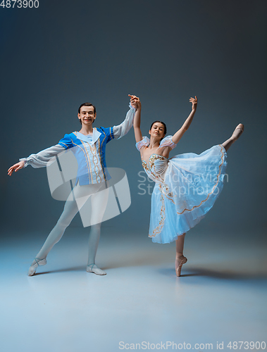 Image of Young and graceful ballet dancers as Cinderella fairytail characters.