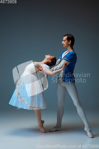 Image of Young and graceful ballet dancers as Cinderella fairytail characters.