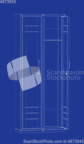 Image of 3D model of wardrobe lockers