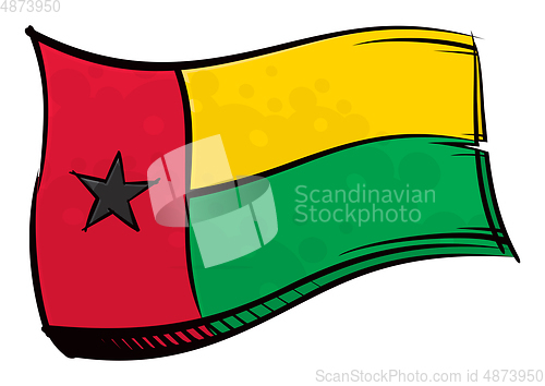 Image of Painted Guinea-Bissau flag waving in wind