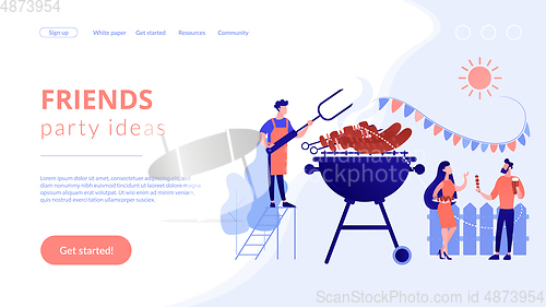 Image of Backyard party concept landing page.