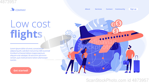 Image of Low cost flights concept landing page