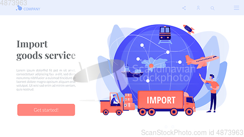 Image of Import of goods and services concept landing page