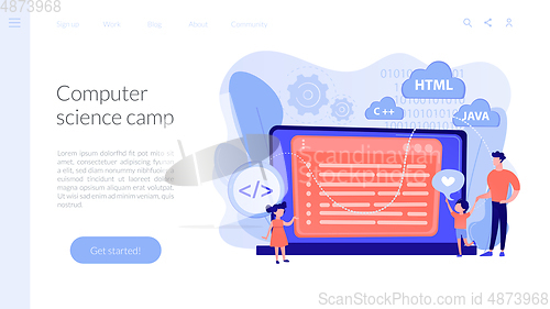 Image of Computer programming camp concept landing page.