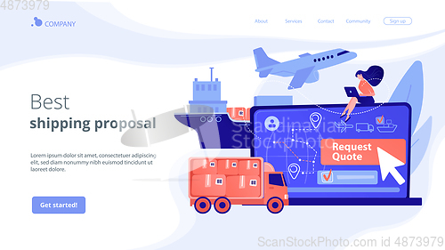 Image of Freight quote request concept landing page