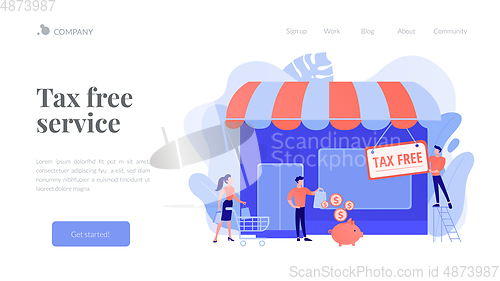 Image of Tax free service concept landing page