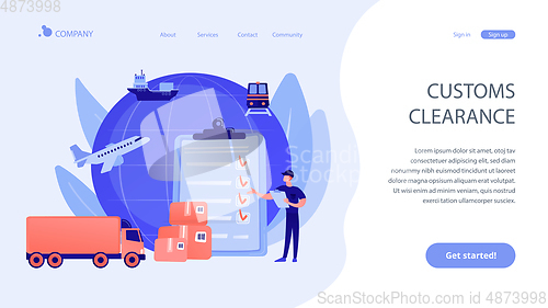 Image of Customs clearance concept landing page