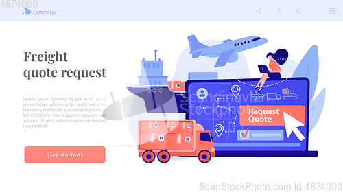 Image of Freight quote request concept landing page