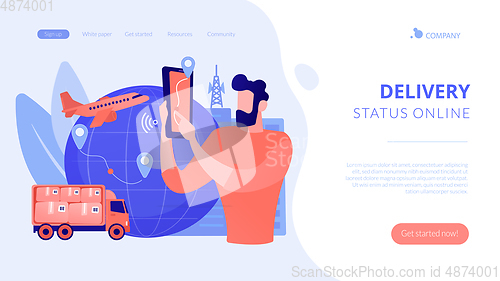 Image of Smart delivery tracking concept landing page.