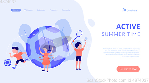 Image of Sport summer camp concept landing page.