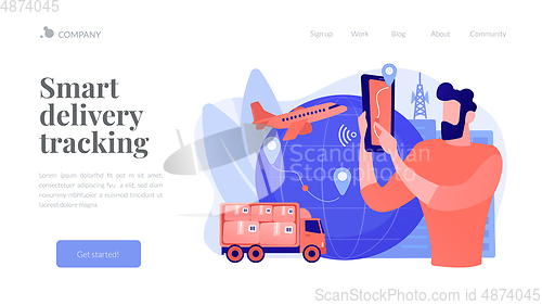 Image of Smart delivery tracking concept landing page.