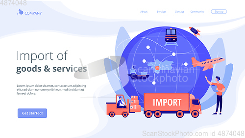 Image of Import of goods and services concept landing page