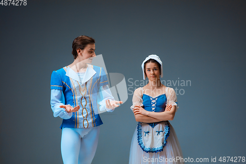 Image of Young and graceful ballet dancers as Cinderella fairytail characters.