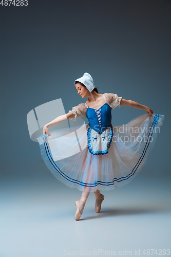 Image of Young and graceful female ballet dancer as Cinderella fairytail character