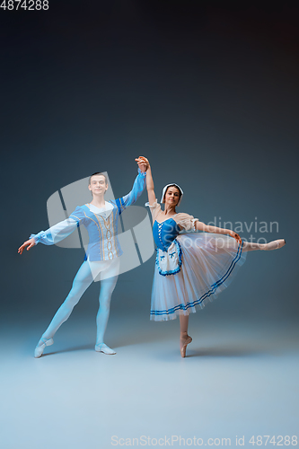 Image of Young and graceful ballet dancers as Cinderella fairytail characters.