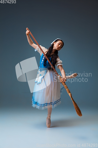 Image of Young and graceful female ballet dancer as Cinderella fairytail character