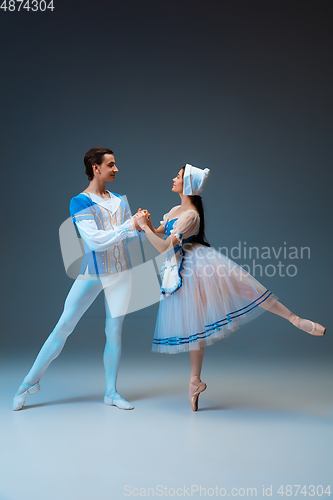 Image of Young and graceful ballet dancers as Cinderella fairytail characters.