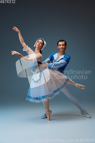 Image of Young and graceful ballet dancers as Cinderella fairytail characters.