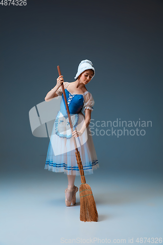 Image of Young and graceful female ballet dancer as Cinderella fairytail character