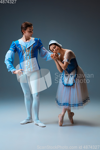 Image of Young and graceful ballet dancers as Cinderella fairytail characters.