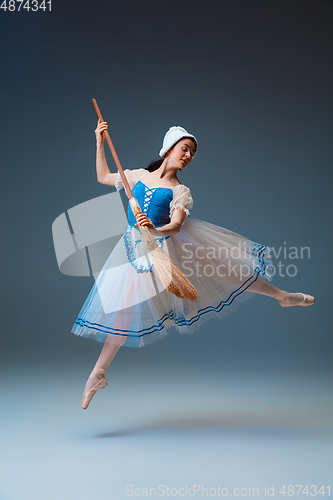 Image of Young and graceful female ballet dancer as Cinderella fairytail character