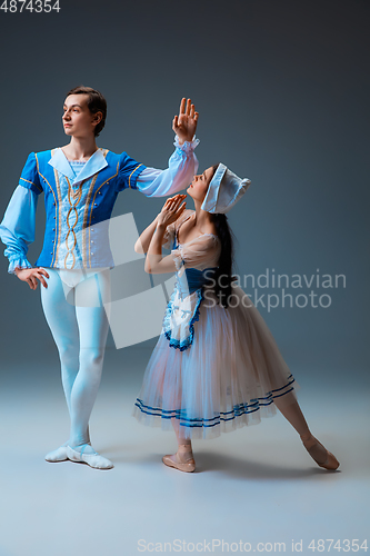 Image of Young and graceful ballet dancers as Cinderella fairytail characters.