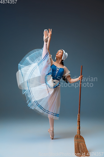 Image of Young and graceful female ballet dancer as Cinderella fairytail character