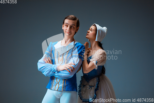 Image of Young and graceful ballet dancers as Cinderella fairytail characters.